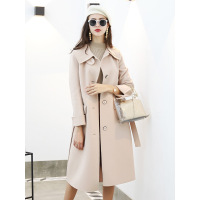 A&D时尚百搭腰带设计后开叉女式中长款大衣外套
