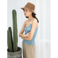 A&D编织绣花纸辫草帽遮阳帽太阳帽焦糖色