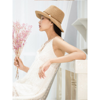 A&D编织绣花纸辫草帽遮阳帽太阳帽原色