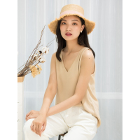 A&D蝴蝶结装饰手编拉菲草帽太阳帽粉色