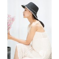 A&D韩版串珠纸辫草帽太阳帽黑色