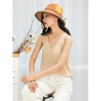 A&D太阳花装饰纸辫草可折叠防晒遮阳帽黄色