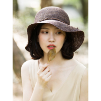 A&D手编拉菲草帽海滩帽咖啡