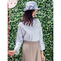 A&D优雅花朵装饰纸草编织草帽遮阳帽浅蓝色