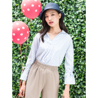 A&D优雅花朵装饰纸草编织草帽遮阳帽蓝色