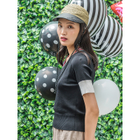 A&D链条装饰手编拉菲草帽棒球帽棕色