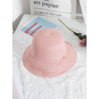 A&D精致串珠装饰可折叠细丝草帽遮阳帽粉色