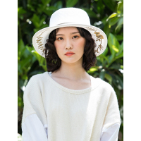 A&D清新绣花纸辫草帽遮阳帽白色