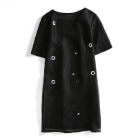 A&D个性装饰时尚百搭短袖直筒连衣裙