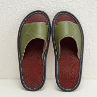 A&D牛皮拖鞋牛筋底真皮绿色