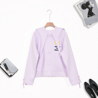 A&D学院风笑脸印花连帽针织外套