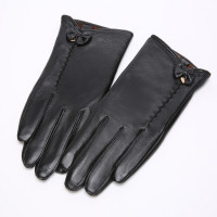 A&D可触屏加绒女士保暖真皮手套