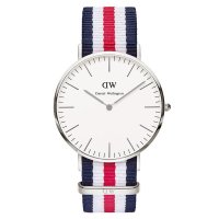 丹尼尔惠灵顿手表DW男表40mm银色边尼龙带超薄男士石英手表0202DW