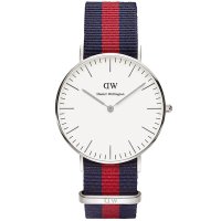 丹尼尔惠灵顿手表DW女表36mm银色边尼龙带超薄女士石英手表0601DW