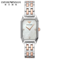 阿玛尼(EMPORIO ARMANI)手表 休闲镶钻方表盘钢带石英女表