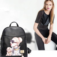 doodoo双肩包女韩版PU新款百搭学院风小背包日韩简约多隔层旅行包_Q5