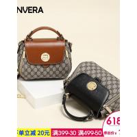 LANVERA手提包包女2018新款欧美女士单肩斜挎包中年复古马鞍包潮