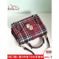 doodoo女包2019新款韩版格纹邮差包复古时尚单肩斜挎包夏天小包包