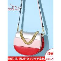 doodoo小包包女2019新款潮韩版百搭单肩斜挎包撞色马鞍包迷你挎包