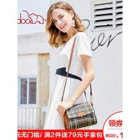 doodoo夏天小包包女2019新款潮韩版复古格纹百搭斜挎包宽肩带女包
