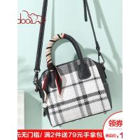 doodoo夏天包包女2019新款韩版潮时尚格纹手提包百搭单肩斜挎女包