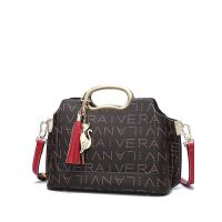 LANVERA包包女2019时尚欧美老花纹百搭单肩斜挎包PVC女包流苏潮流手提包