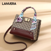 LANVERA包包女2019时尚女包秋季欧美手提包老花纹斜挎单肩包