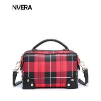 LANVERA女包包2019时尚手提包欧美格纹单肩斜挎包中年潘多拉女包