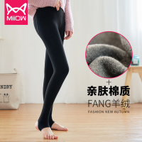 猫人加绒加厚打底裤冬季女士2018新款外穿保暖裤黑色显瘦高腰棉裤