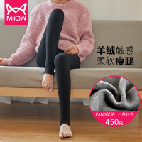 猫人秋冬加绒加厚打底裤外穿女高腰热保暖裤显瘦高密踩脚一体裤