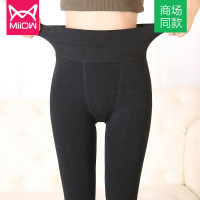 猫人保暖裤女加绒加厚打底裤外穿双面加档踩脚高腰一体裤显瘦新款
