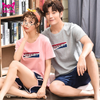 猫人新款睡衣情侣夏季纯棉薄款短袖短裤韩版休闲夏天家居服套装