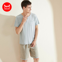 猫人睡衣男士夏季薄款冰丝莫代尔短袖短裤套装大码宽松休闲家居服