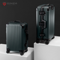 【银座】新品全铝镁合金拉杆箱 墨绿金商务行李箱金属铝框旅行箱