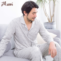 顶瓜瓜新款纯棉男睡衣 男士秋冬季长袖长裤开衫家居服套装顶呱呱