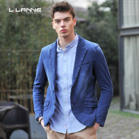 LLANNE休闲西装男春季修身青年小西装外套男士英伦弹力牛仔西服潮