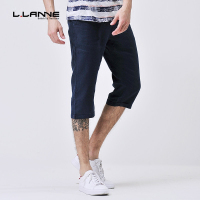 llanne夏季亚麻布休闲裤男麻料薄款7七分裤修身棉麻男裤半腿裤