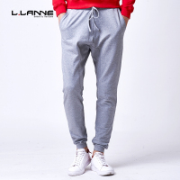 LLANNE春季休闲针织束脚运动裤松紧腰长裤子收口卫裤吊裆哈伦裤男