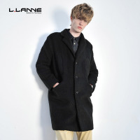 LLANNE毛呢大衣男中长款西装领呢子外套翻驳领妮子外套男呢大衣潮