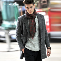 LLANNE毛呢大衣男中长款青年呢大衣修身男士呢子外套上衣英伦潮流