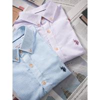 U.S. POLO ASSN.男士长袖衬衫春秋官方新款纯色细条纹休闲衬衣