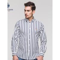 U.S. POLO ASSN.男装 春季新款绅士修身长袖衬衫棉质条纹衬衫