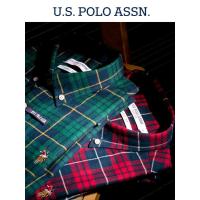 U.S. POLO ASSN.纯棉格子衬衫男长袖官方新款潮流修身休闲衬衣磨毛男装格子衬衣