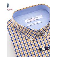 U.S. POLO ASSN.美国马球协会衬衣男短袖纯棉格子休闲修身多色官方新款潮流男衬衣