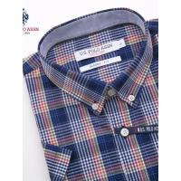 U.S. POLO ASSN.衬衣男短袖纯棉格子商务休闲衬衫春夏新款男衬衣