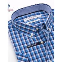 U.S. POLO ASSN.衬衫男短袖纯棉格子商务休闲衬衫男衬衣新款男装