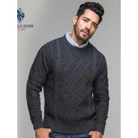 毛衣男秋季潮流新款纯色套头线衫青年时尚休闲扭花圆领针织衫男