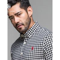 男士纯棉格子衬衫官方新款潮流帅气修身青年休闲磨毛衬衣男长袖