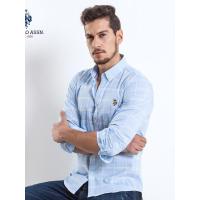 U.S. POLO ASSN.衬衫男长袖春秋新款青年纯色格子商务休闲修身帅气纯棉长袖男衬衣