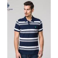 U.S. POLO ASSN.男士短袖polo衫棉氨翻领条纹t恤春夏新款短袖t恤